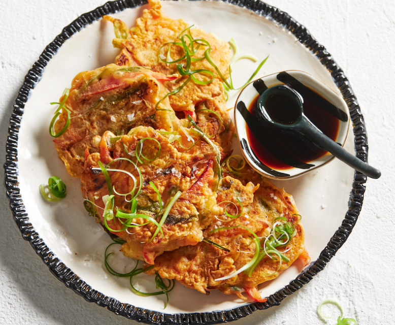 Vegan Yachaejeon (Korean Vegetable Pancakes) - The Foodie Takes Flight